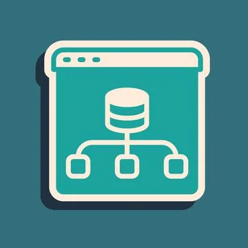 Green Server, Data, Web Hosting icon isolated on green background. Long shadow 스톡 일러스트