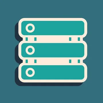 Green Server, Data, Web Hosting icon isolated on green background. Long shadow 스톡 일러스트