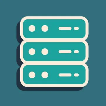 Green Server, Data, Web Hosting icon isolated on green background. Long shadow 스톡 일러스트