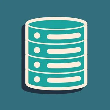 Green Server, Data, Web Hosting icon isolated on green background. Long shadow Stock Illustration