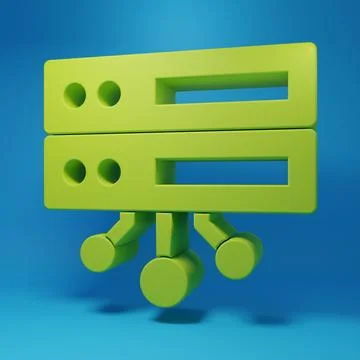 Green Server, Data, Web Hosting icon isolated on blue background. Minimalis.. 스톡 일러스트