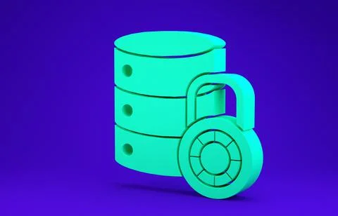 Green Server security with closed padlock icon isolated on blue background. S Stock Illustration