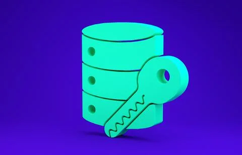Green Server security with key icon isolated on blue background. Security, sa 스톡 일러스트
