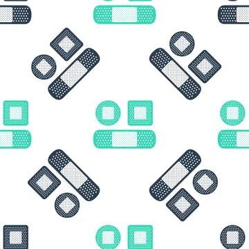 Green Set Bandage plaster icon isolated seamless pattern on white background Stock Illustration