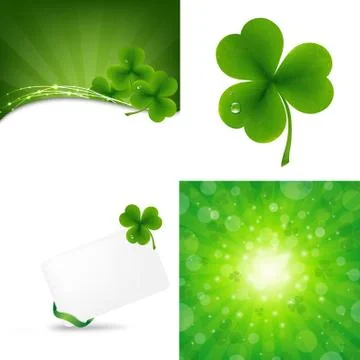 Green set with clover Stock Illustration