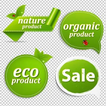 Green Set Eco Tags Stock Illustration