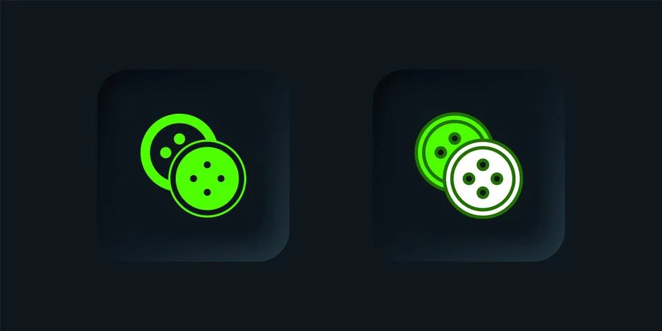 Green Sewing button for clothes icon isolated on black background. Clothing.. イラスト素材