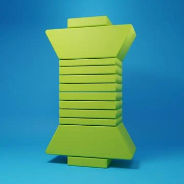 Green Sewing thread on spool icon isolated on blue background. Yarn spool. .. Stock Illustration