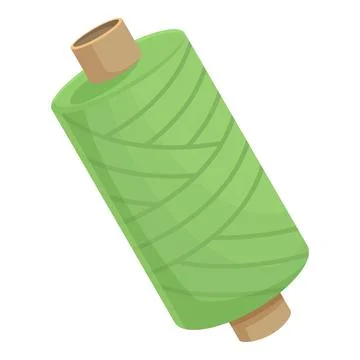 Green sewing thread spool lying on white background Stock Illustration