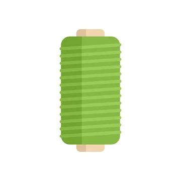 Green sewing thread spool for textile industry flat icon Stock Illustration