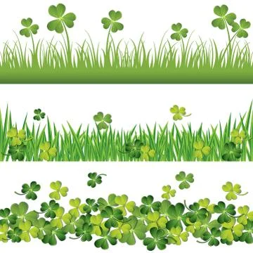 Green shamrock borders set for St. Patrick's Day card Stock Illustration