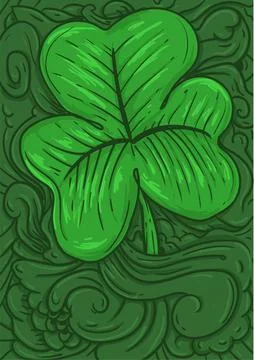 Green shamrock leaf with abstract background st patrick's day Stock Illustration