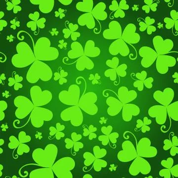 Green Shamrock Leaves Seamless Pattern Creative Clover Background For Saint Illustrazione stock