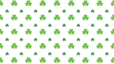 Green shamrock pattern background loop for St. Patrick's Day decoration. Stock Footage 328632863
