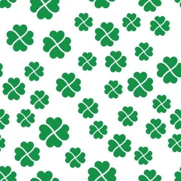 Green shamrock seamless pattern. Background of fourleaf clovers. Simple flat 스톡 일러스트
