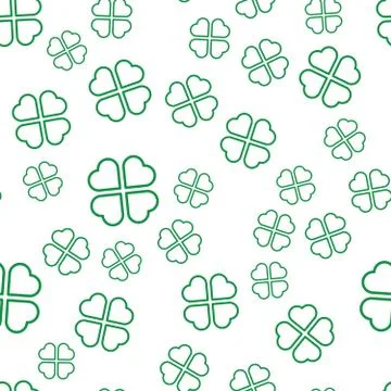 Green shamrock seamless pattern. Background of fourleaf clovers. Simple flat Stock Illustration