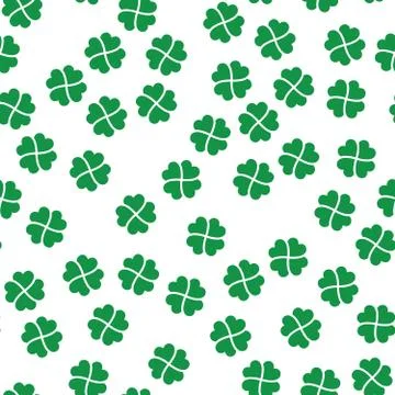 Green shamrock seamless pattern. Background of fourleaf clovers. Simple flat 스톡 일러스트