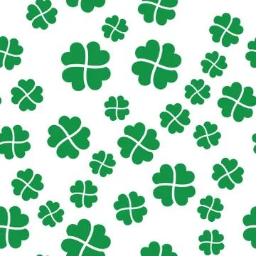 Green shamrock seamless pattern. Background of fourleaf clovers. Simple flat Illustrazione stock