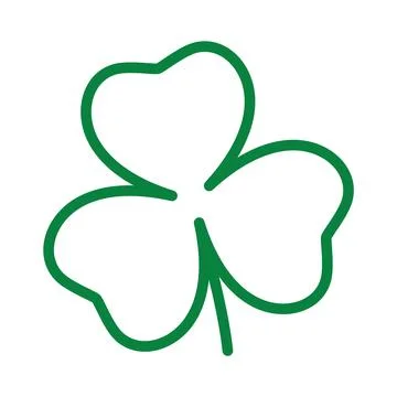 Green shamrock. Single emerald clover on a white background isolated. A sym.. Stock Illustration