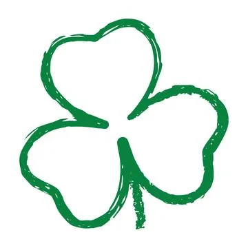 Green shamrock. Single emerald clover on a white background isolated. A sym.. Stock Illustration