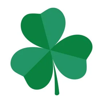 Green shamrock. Single emerald clover on a white background isolated Stock Illustration