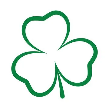 Green shamrock. Single emerald clover on a white background. Vector illustration Stock Illustration