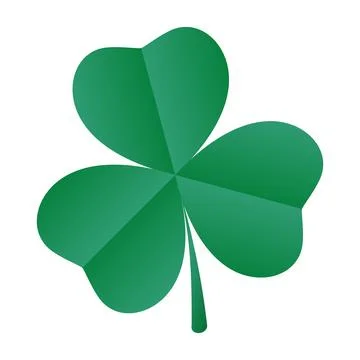 Green shamrock. Single emerald clover on a white background. A symbol of Ireland Stock Illustration