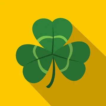 Green shamrock, three leaf clover icon, flat style Stock Illustration