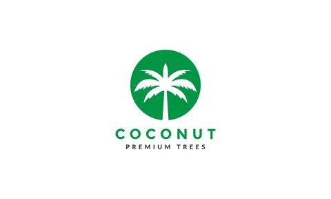 Green shape coconut tree logo symbol vector icon illustration graphic design Stock Illustration
