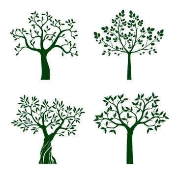 Green shape of Tree with Leaves. Vector Illustration. Stock Illustration