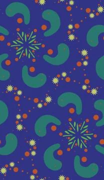 Green Shapes Over Blue Pattern Stock Illustration