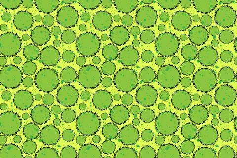 Green shapes seem like bacteria through microscope Stock Illustration