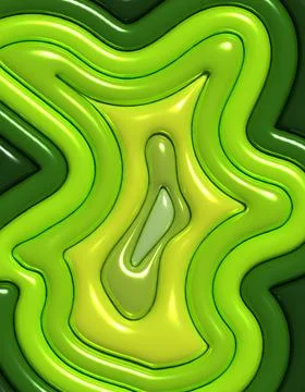 Green shapes with shiny surface, 3D rendering illustration Stock Illustration