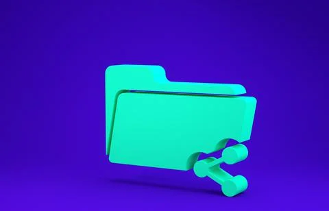 Green Share folder icon isolated on blue background. Folder sharing. Folder t Illustrazione stock