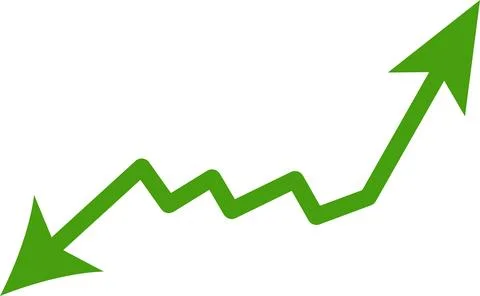 Green sharp zigzag upward arrow vector showing sales surge and performance Stock-Illustration
