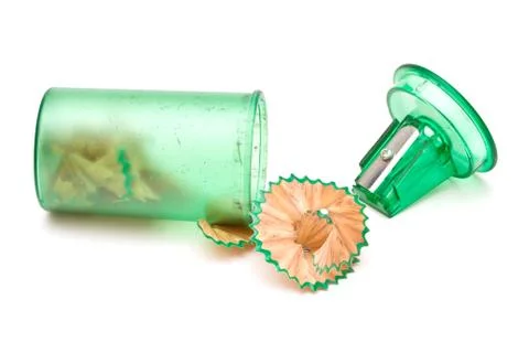 Green sharpener on white background 스톡 사진