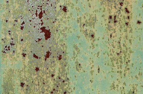 Green sheet of iron with rust spots Stock Photos