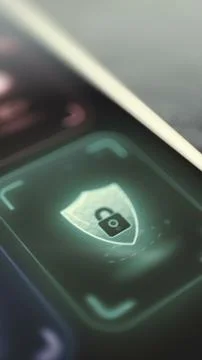 Green shield and lock button appears beside database controls Stock Photos