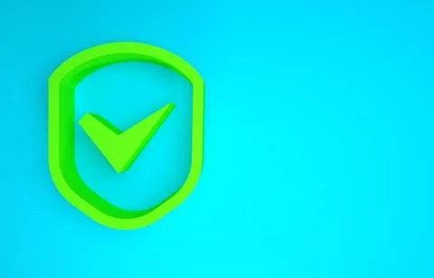 Green Shield with check mark icon isolated on blue background. Security, safe 스톡 일러스트