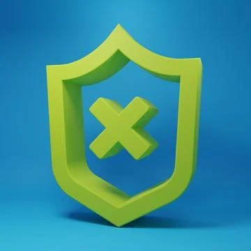 Green Shield with cross mark icon isolated on blue background. Shield and r.. 스톡 일러스트