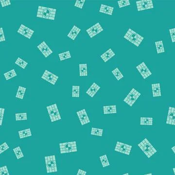 Green Shield with cyber security brick wall icon isolated seamless pattern on 스톡 일러스트