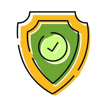 Green shield ensuring security with checkmark icon Stock Illustration