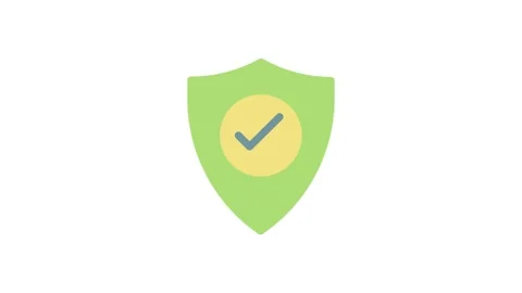 A green shield featuring a prominent tick mark, symbolizing security or app.. Stock Footage 334100914