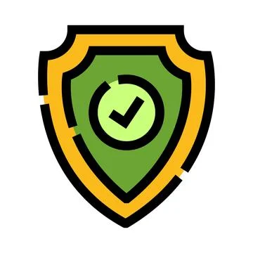 Green shield icon with checkmark for security Stock Illustration