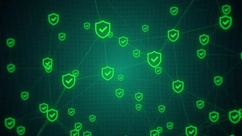 Green Shield Icon Network Technology Background Stock Footage 341494802