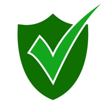 Green shield icon with security checkmark symbol for data protection Stock Illustration