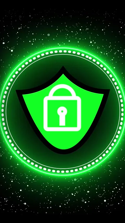 Green shield with padlock icon Stock Footage 337461830