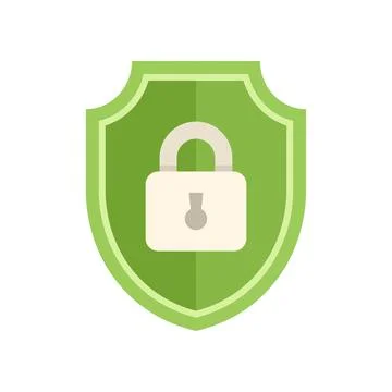 Green shield presenting secure padlock icon for data protection Stock Illustration