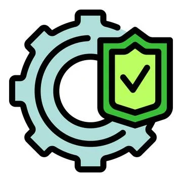 Green shield protecting a gear ensuring system security Stockillustratie