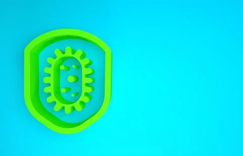 Green Shield protecting from virus, germs and bacteria icon isolated on blue  Stock Illustration